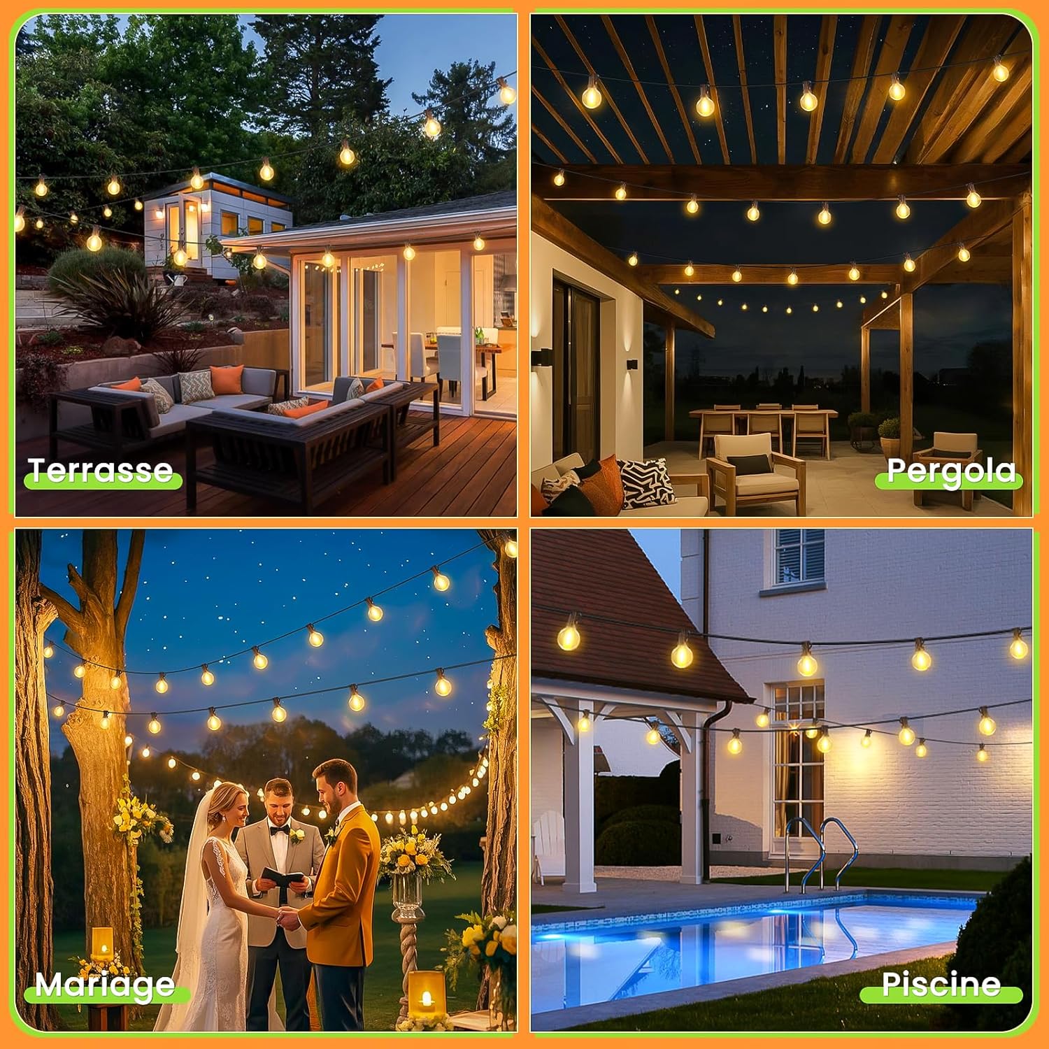 Guirlande Solaire LED Extérieure 15M – 21 Ampoules avec Télécommande, 8 Modes, IP44 Étanche – Lumière Décorative pour Jardin, Terrasse, Balcon, Mariage